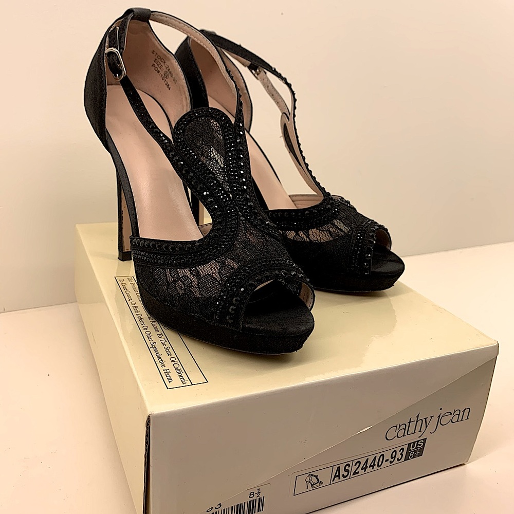 Cathy Jean mesh and glitter platform sandals